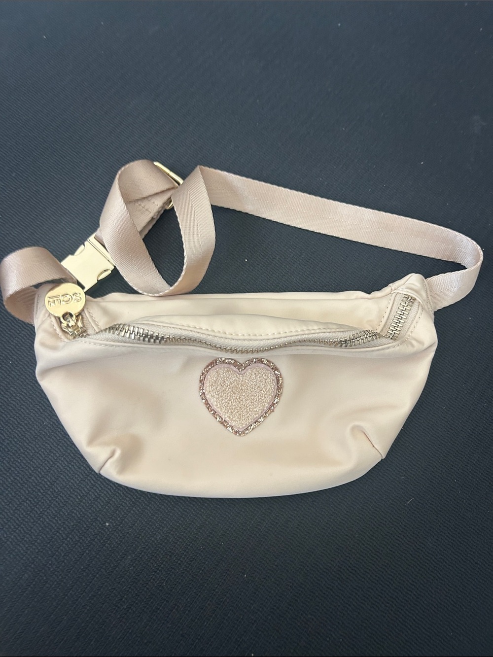 Stoney Clover Lane Nude Belt Bag with Glitter Heart